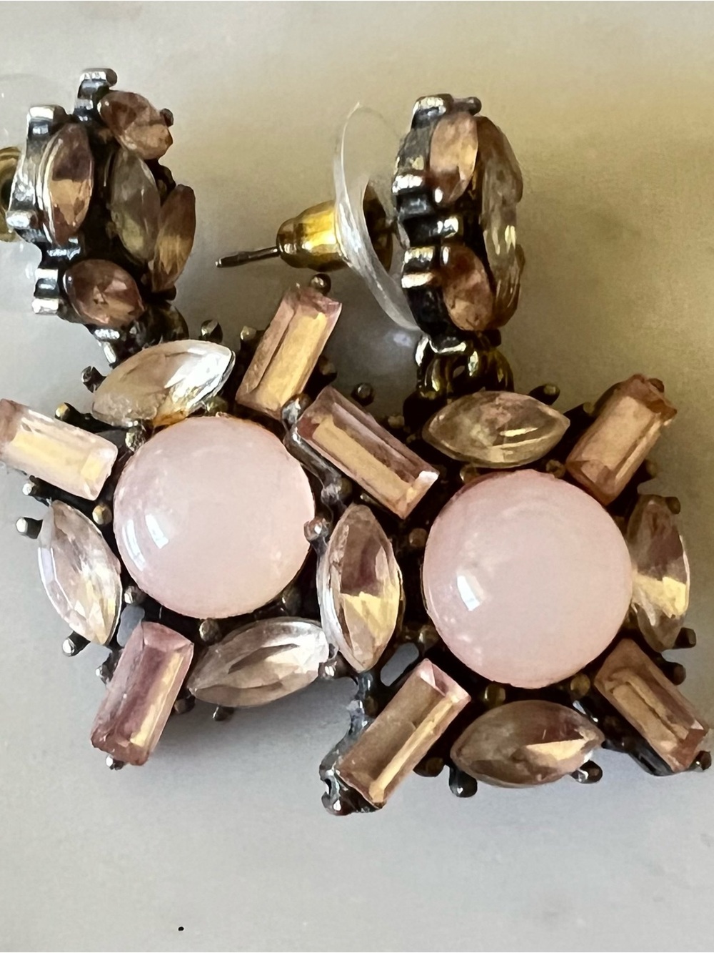 Delicate Pink Crystal Cluster Drop Earrings - Women Jewelry